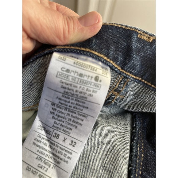 Carhartt Jeans Men Blue FR Straight Leg 38x32 Flame Resistant NFPA 2112 Arc 2 - Picture 6 of 8